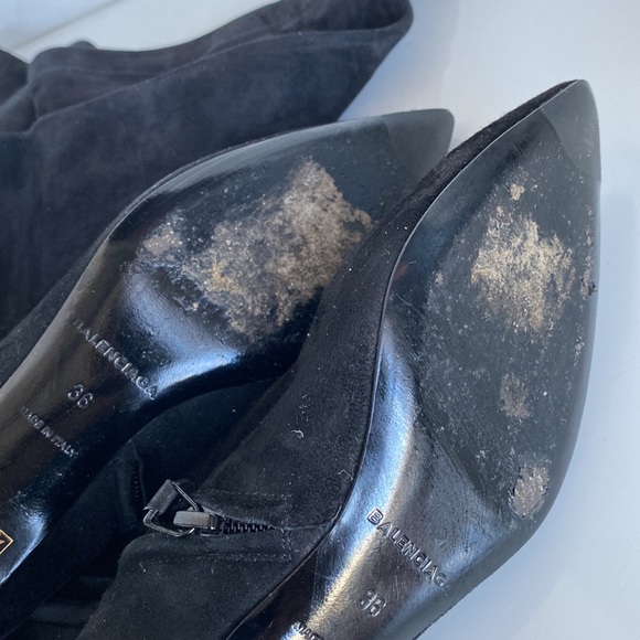 Balenciaga kitten heeled over-the-knee black suede knife boots size 36 - Picture 15 of 17